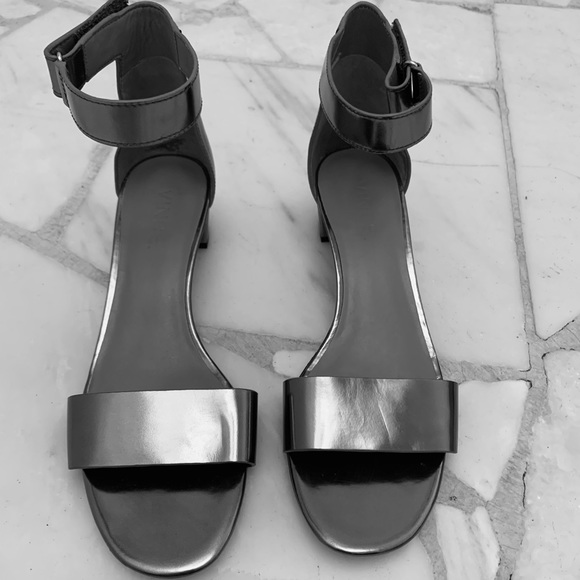 VINCE silver sandals. Two inch heel. High back. - Picture 1 of 6